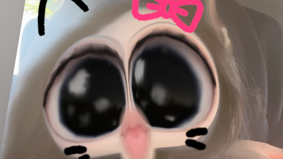 このエフェクトってキティちゃんやんね？こんな目デカくないやろ、逆に怖いわ！笑